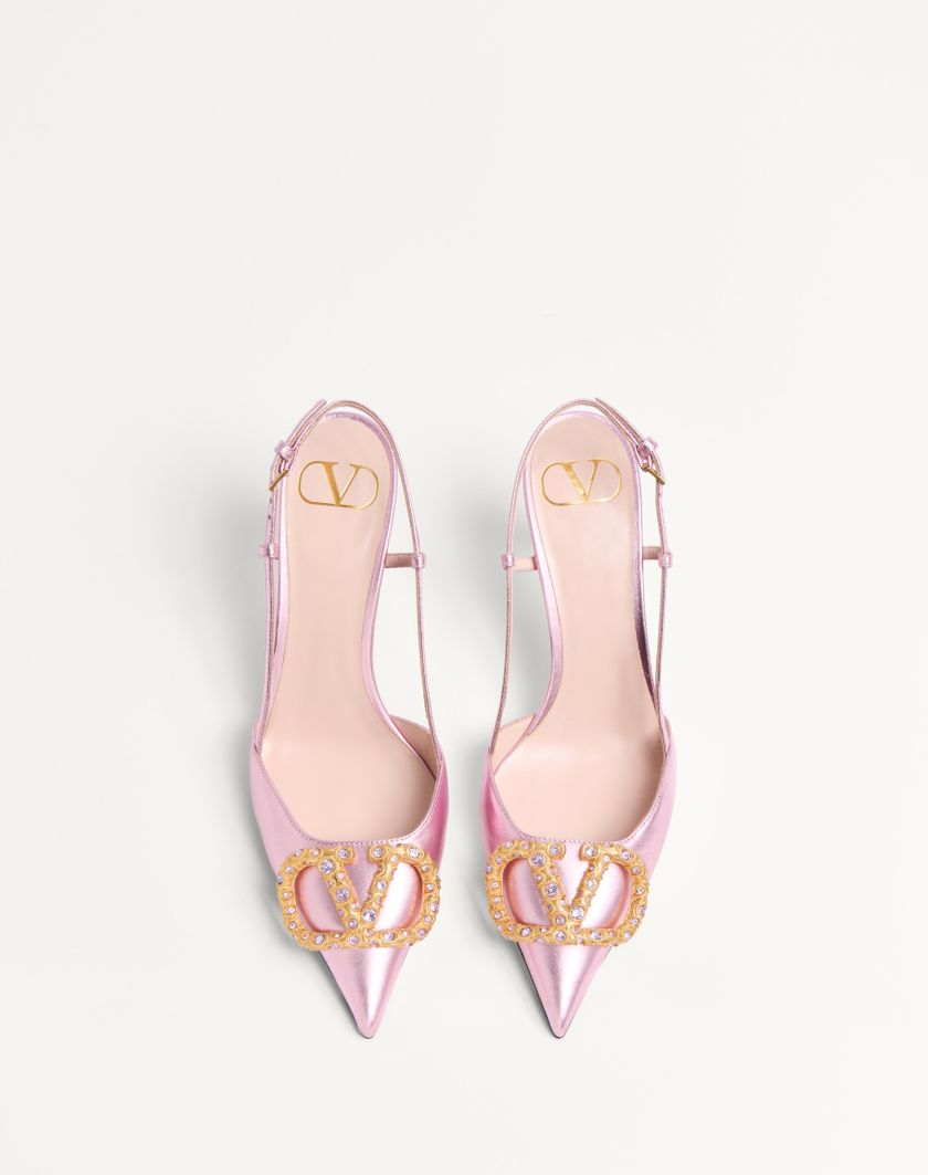 VLOGO SIGNATURE SLINGBACK PUMP IN LAMINATED NAPPA LEATHER 80MM - Image 4